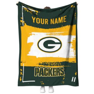 customized green bay packers paint strokes green white blanket best selling