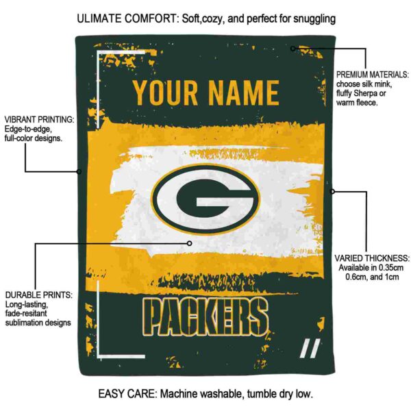 customized green bay packers paint strokes green white blanket new arrival