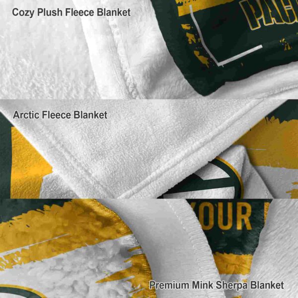 customized green bay packers paint strokes green white blanket premium grade