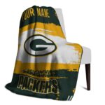 customized green bay packers paint strokes green white blanket top rated
