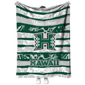 customized hawaii rainbow warriors floral stripes green white blanket best selling