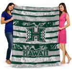 customized hawaii rainbow warriors floral stripes green white blanket best selling