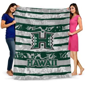 customized hawaii rainbow warriors floral stripes green white blanket fashion forward