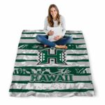 customized hawaii rainbow warriors floral stripes green white blanket best selling