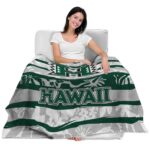 customized hawaii rainbow warriors floral stripes green white blanket best selling
