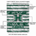 customized hawaii rainbow warriors floral stripes green white blanket best selling