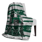 customized hawaii rainbow warriors floral stripes green white blanket best selling