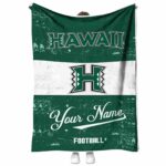 customized hawaii rainbow warriors grunge texture green white blanket best selling