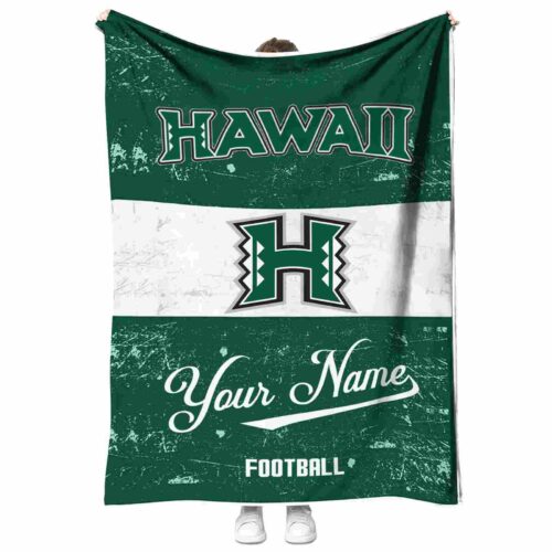 customized hawaii rainbow warriors grunge texture green white blanket best selling