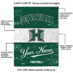 customized hawaii rainbow warriors grunge texture green white blanket best selling