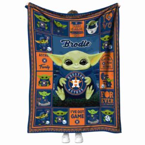 customized houston astros baby yoda blue blanket best selling