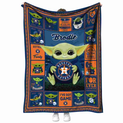 customized houston astros baby yoda blue blanket best selling