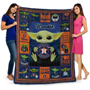 customized houston astros baby yoda blue blanket fashion forward