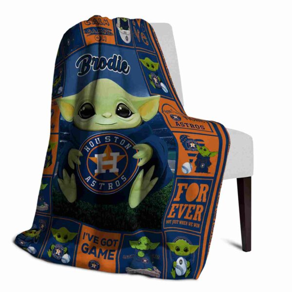customized houston astros baby yoda blue blanket top rated