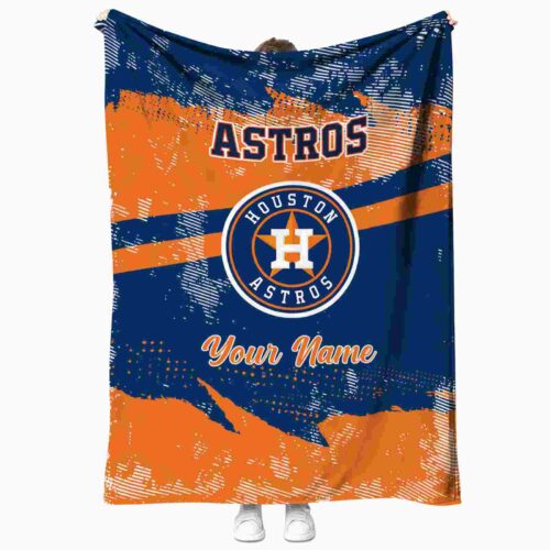 customized houston astros grunge streaks blue blanket best selling