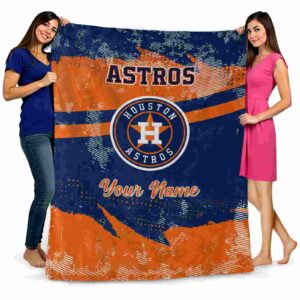 customized houston astros grunge streaks blue blanket fashion forward