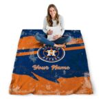 customized houston astros grunge streaks blue blanket high quality