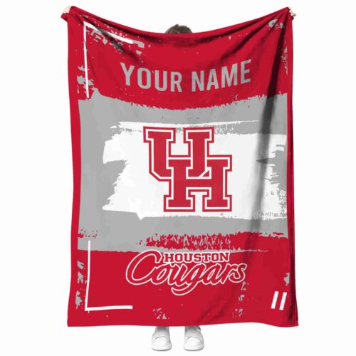 customized houston cougars paint strokes red white blanket best selling