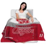 customized houston cougars paint strokes red white blanket best selling