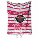 customized houston rockets floral stripes red white blanket best selling