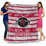 customized houston rockets floral stripes red white blanket best selling