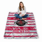 customized houston rockets floral stripes red white blanket best selling