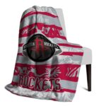 customized houston rockets floral stripes red white blanket best selling