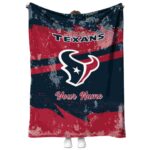 customized houston texans grunge streaks blue blanket best selling