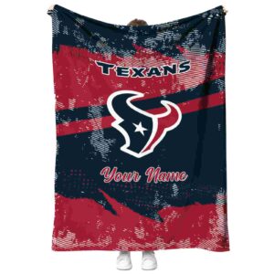 customized houston texans grunge streaks blue blanket best selling