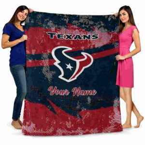 customized houston texans grunge streaks blue blanket fashion forward