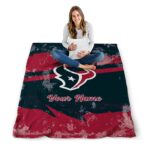 customized houston texans grunge streaks blue blanket high quality