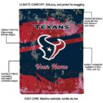 customized houston texans grunge streaks blue blanket new arrival
