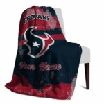 customized houston texans grunge streaks blue blanket top rated