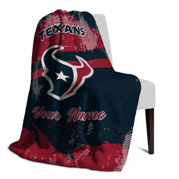 customized houston texans grunge streaks blue blanket top rated