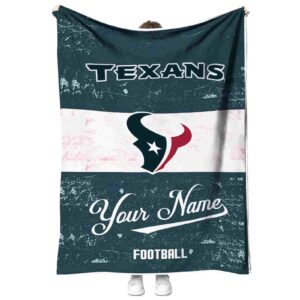 customized houston texans grunge texture blue white blanket best selling