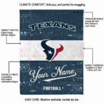 customized houston texans grunge texture blue white blanket new arrival