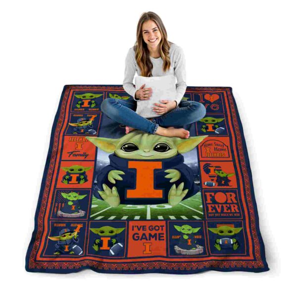 customized illinois fighting illini baby yoda blue blanket high quality