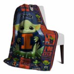 customized illinois fighting illini baby yoda blue blanket top rated