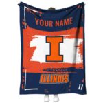customized illinois fighting illini paint strokes blue white blanket best selling