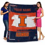 customized illinois fighting illini paint strokes blue white blanket fashion forward