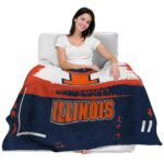 customized illinois fighting illini paint strokes blue white blanket latest model