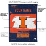 customized illinois fighting illini paint strokes blue white blanket new arrival