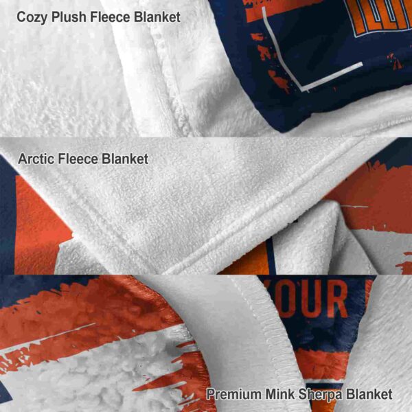 customized illinois fighting illini paint strokes blue white blanket premium grade