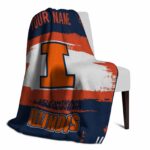 customized illinois fighting illini paint strokes blue white blanket top rated