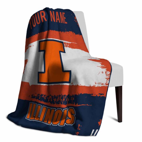 customized illinois fighting illini paint strokes blue white blanket top rated