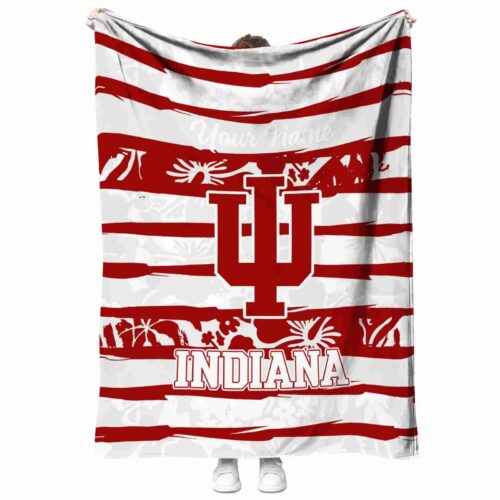 customized indiana hoosiers floral stripes red white blanket best selling