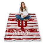 customized indiana hoosiers floral stripes red white blanket best selling