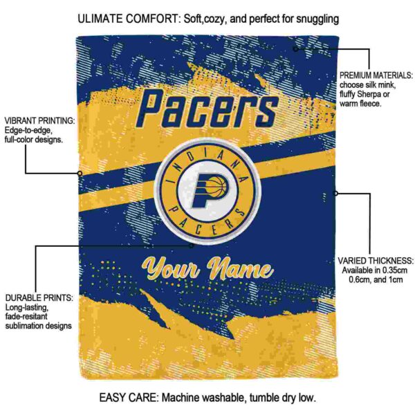 customized indiana pacers grunge streaks blue blanket new arrival