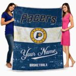 customized indiana pacers grunge texture blue white blanket best selling