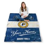 customized indiana pacers grunge texture blue white blanket best selling